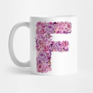 Pink Floral Letter F Mug